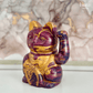 Fluid Art Plaster Lucky Cat (Mulberry/Gold)-Hera Concept House Limited