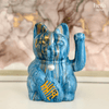 Fluid Art Plaster Lucky Cat (Blue/Gold)-Hera Concept House Limited